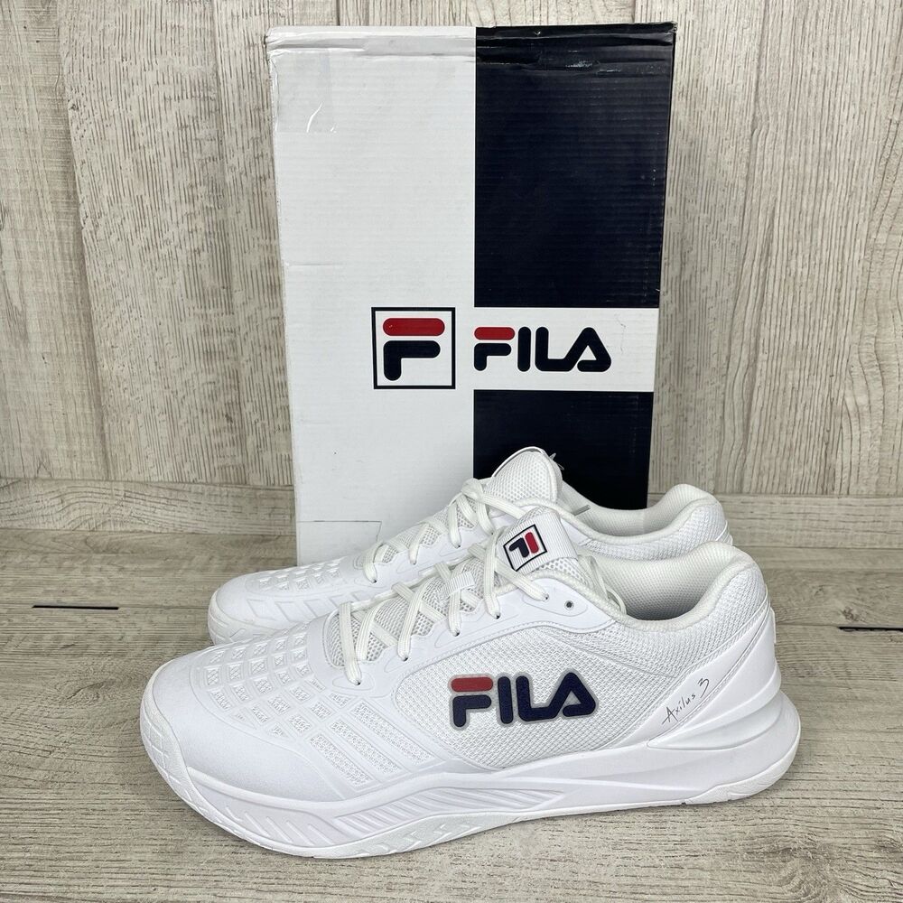Fila Axilus 3 Tennis Shoes Men’s Size 13 White Navy Blue Dad Sneakers Comfort